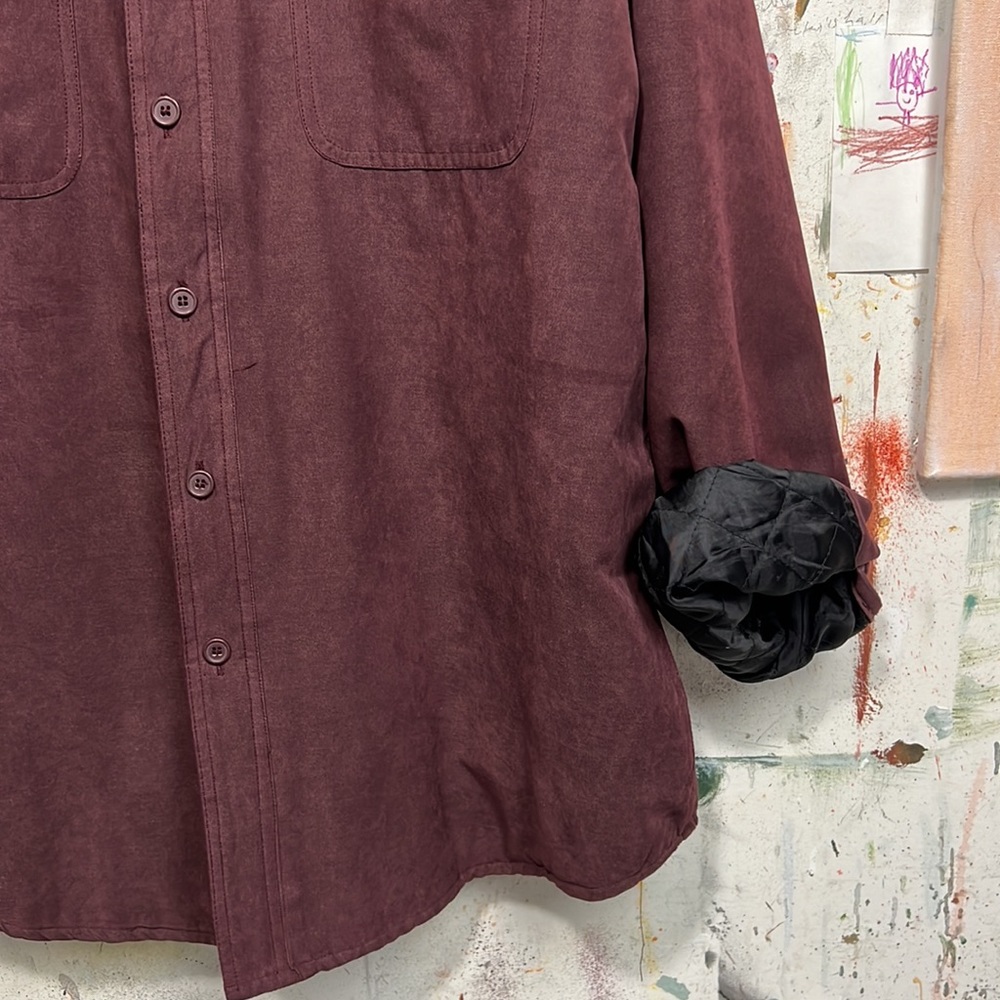 Quilted Maroon Button Down Jacket - image 4